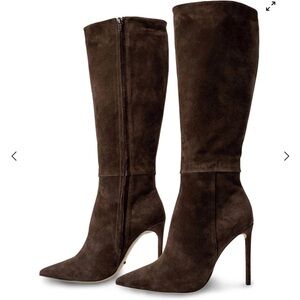Tony Bianco Brown Heeled Boots with Stiletto Heel and Suede Material